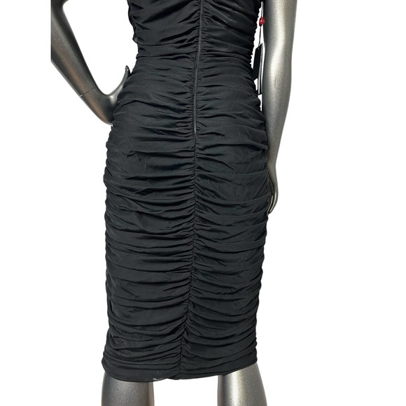 Tadashi Collection Womens Black Rouched Bodycon Dress Size L Mesh - Picture 7 of 12